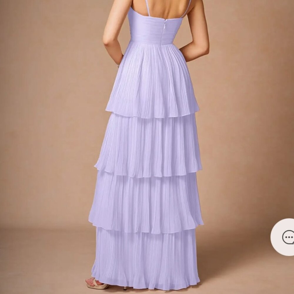 Azazie Lavender Strapless Tiered Chiffon Wedding Dress - Picture 2 of 6